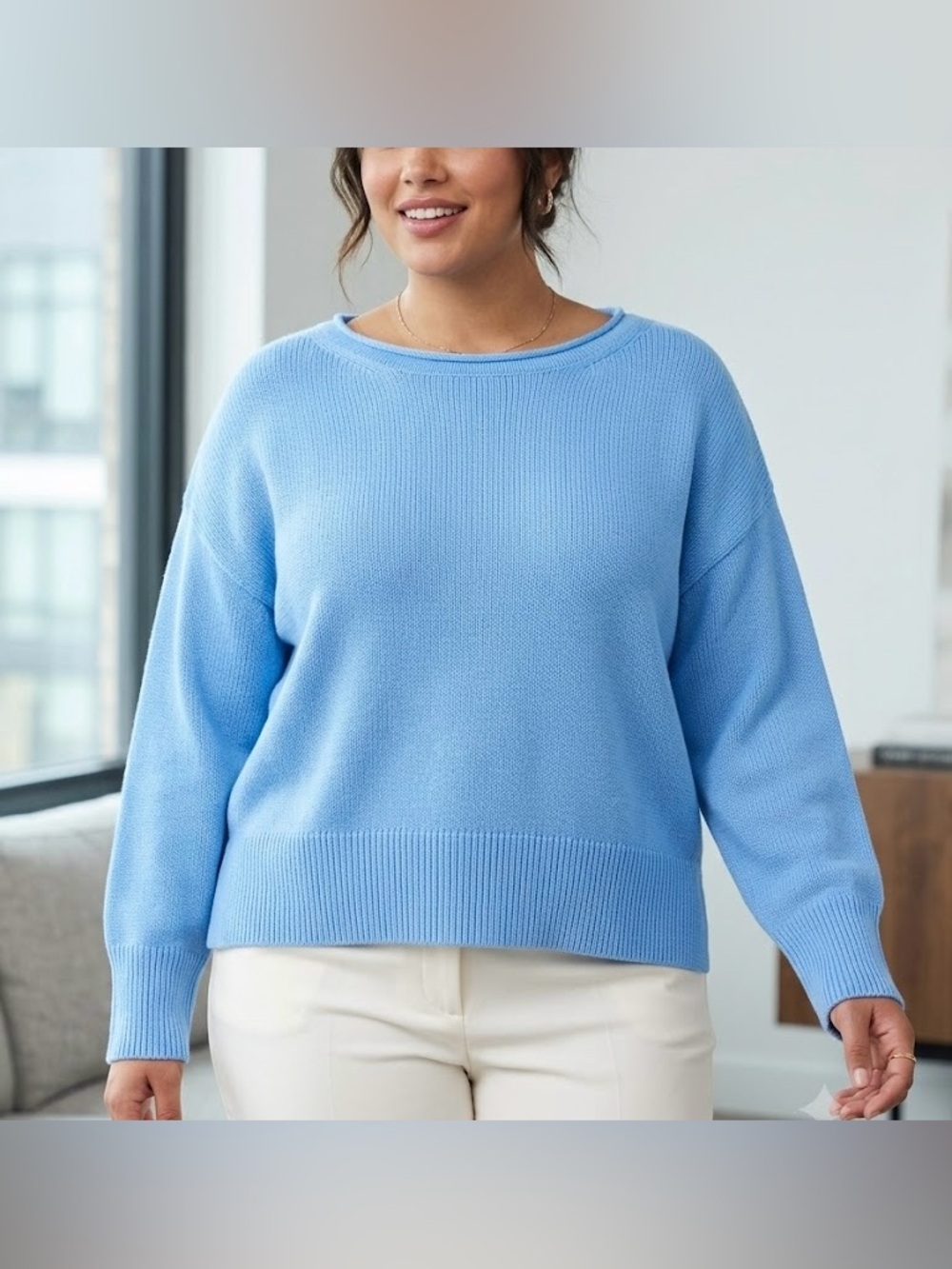 CeCe 100% Cotton Crewneck Sweater - Light Blue
Size XL